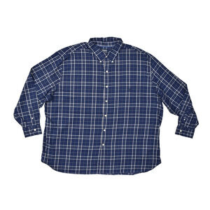 Chaps Men's Button Down Shirt Size 4XB Blue Plaid Long Sleeve Stretch Easy Care
